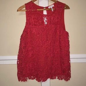 #1452 Lone Lux Floral crochet Sleeveless Top Med